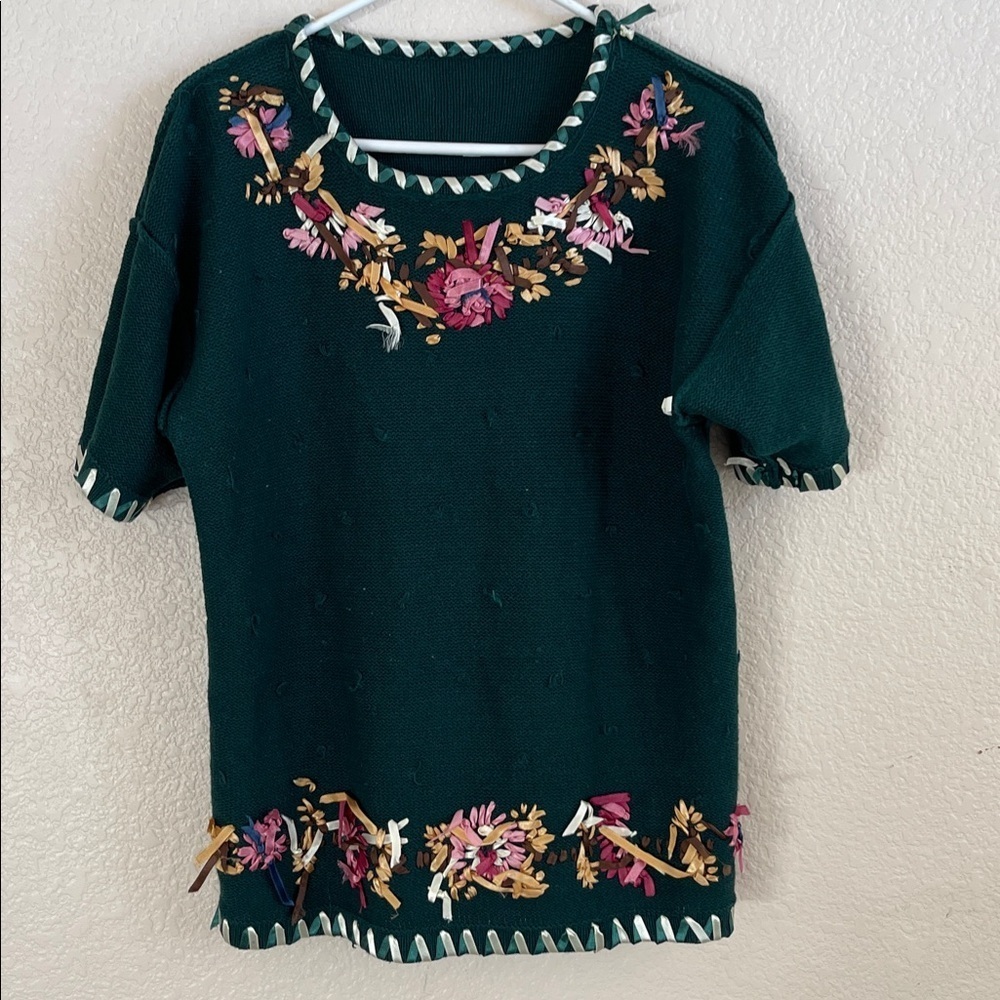 Floral Embroidered Green Sweater - Picture 7 of 8